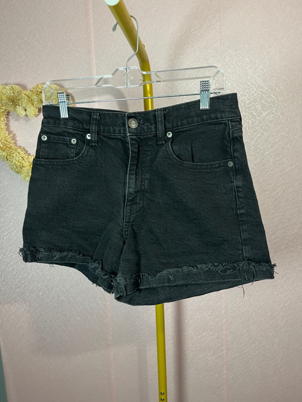 Aeropostale Black Frayed Hem Denim Shorts